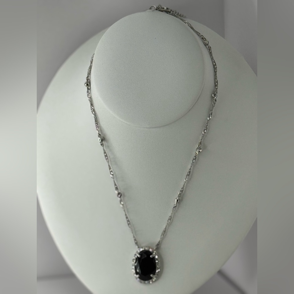 Monet Silver Tone Jet and Crystal Station Necklace - Picture 3 of 8